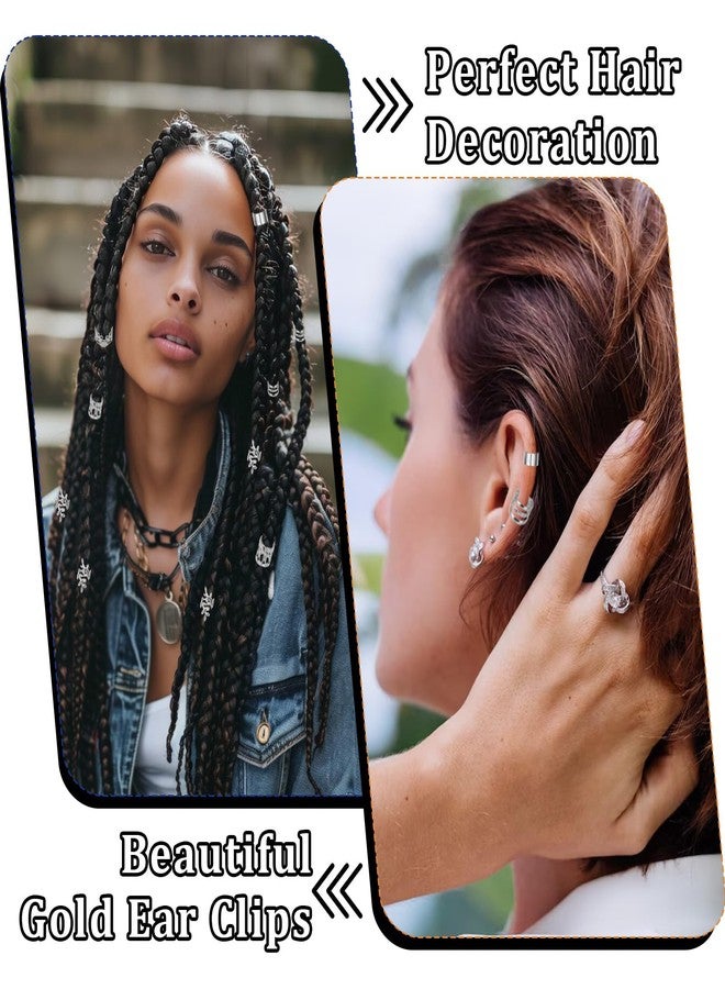BOHUIZ 50PCS Silver Hair Jewelry for Braids Accessories Loc Jewelry for Hair Dreadlocks Adjustable Hair Rings Hair Cuff Hair Charms Braid Jewelry Hair Beads Decorations for Men Women(Silver) - Image 3